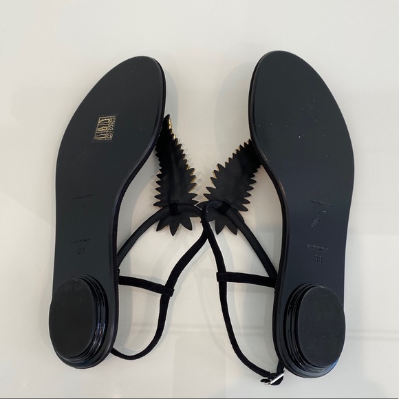 RENE CAOVILLA BLACK LEATHER SUEDE CRYSTAL PEARL SANDALS SIZE IT 38 / IT 8 - Picture 16 of 16